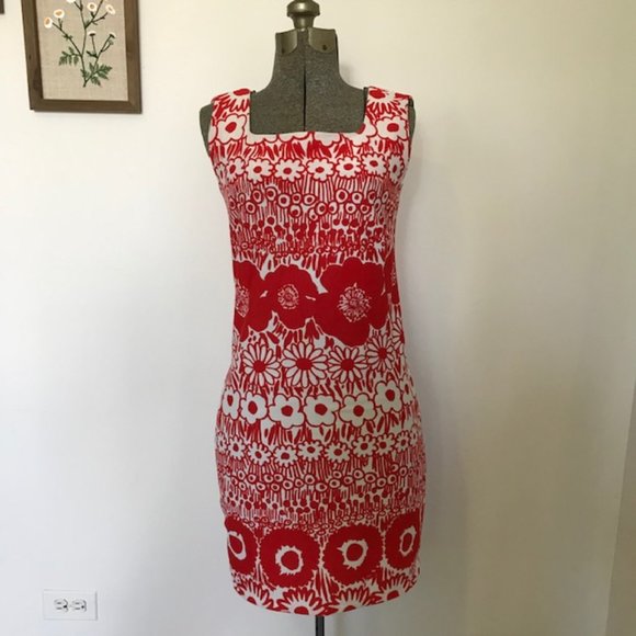 Vintage 60s/70s Mod Poppies Mini Cocktail Dress - Picture 1 of 4